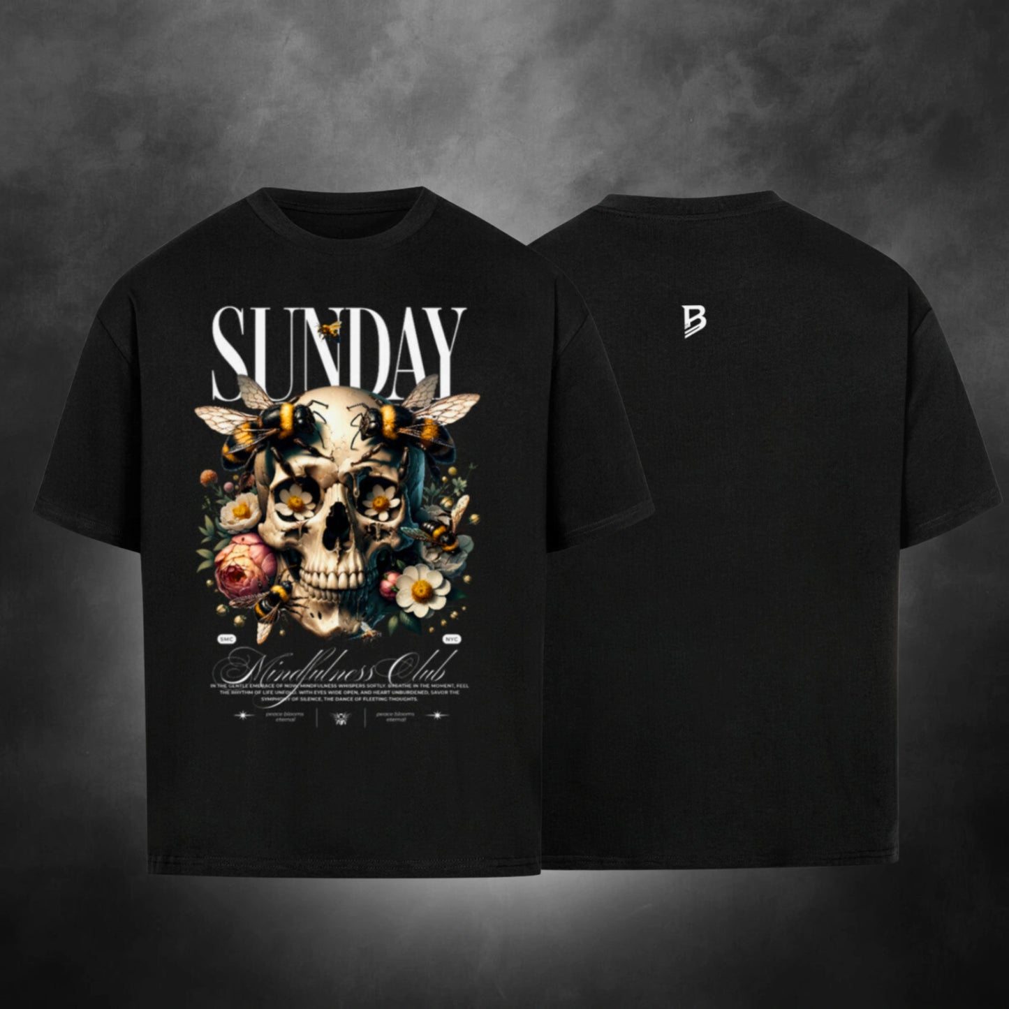 Oversize T-Shirt Herren Rückseite – Hive Skull Design