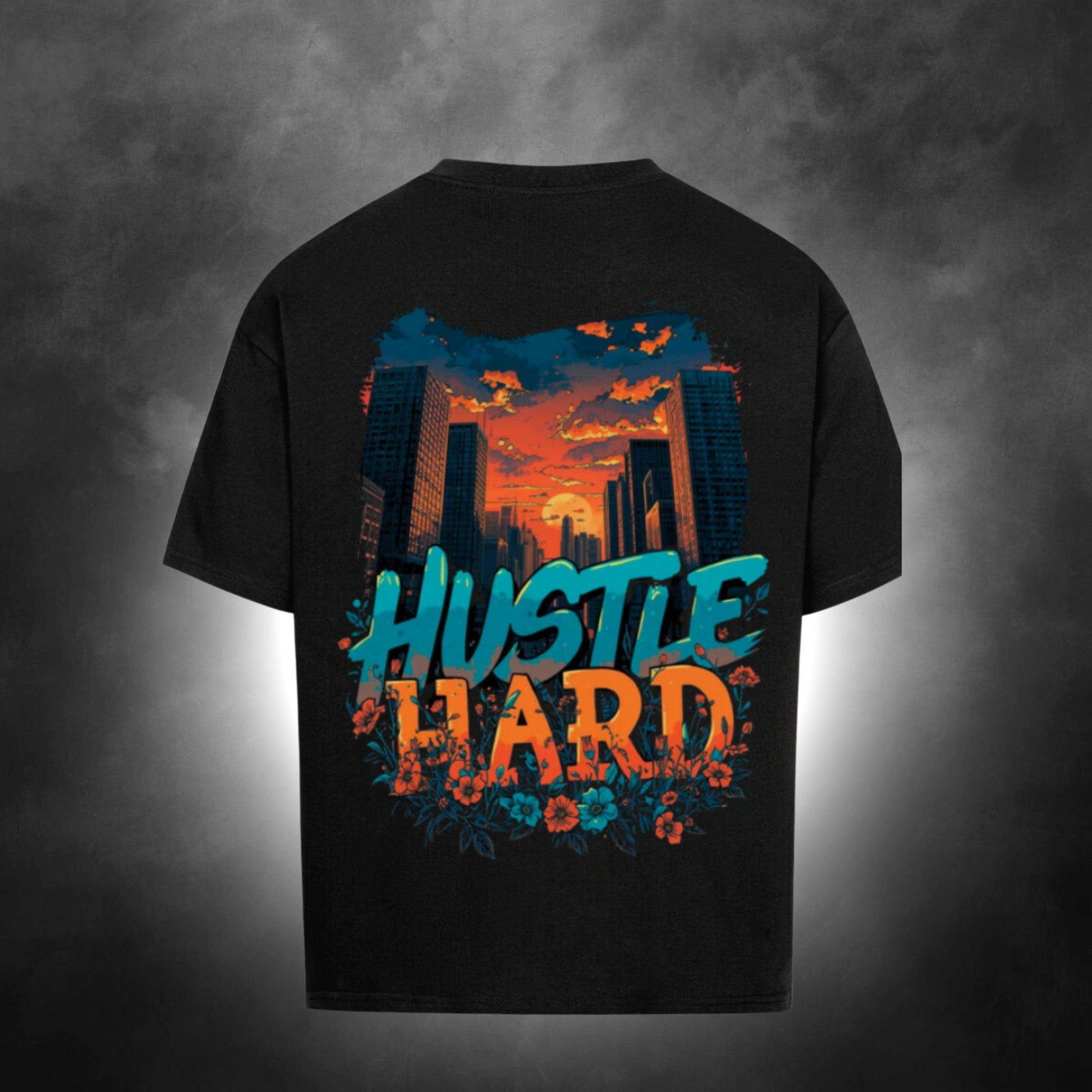Oversize T-Shirt Herren Rückseite – Hustle City Backprint
