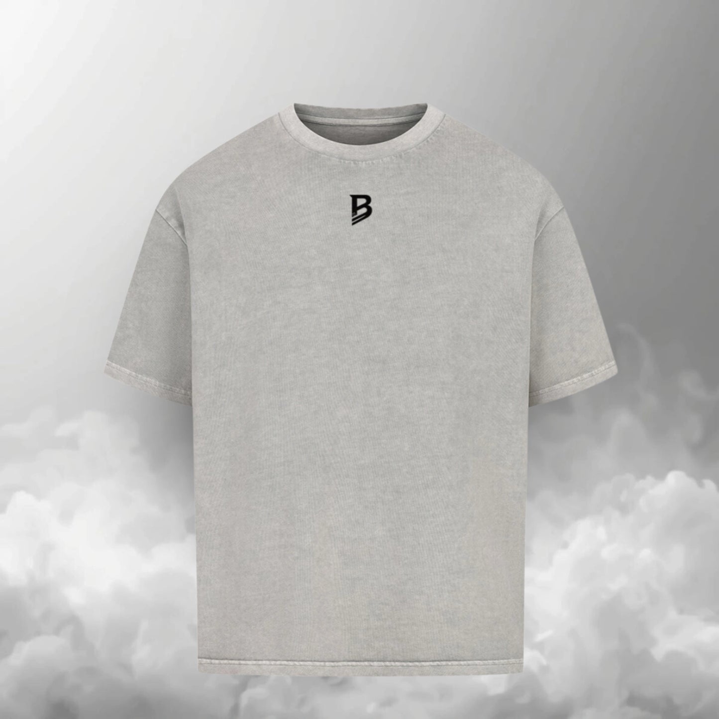 TheBroShop Hustle City Oversize T-Shirt Herren – Verwaschenes Grau – Frontansicht