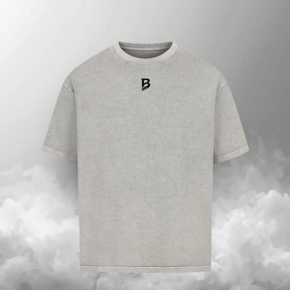 TheBroShop Hustle City Oversize T-Shirt Herren – Verwaschenes Grau – Frontansicht