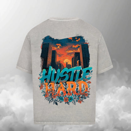 TheBroShop Hustle City Oversize T-Shirt Herren – Verwaschenes Grau – Rückansicht