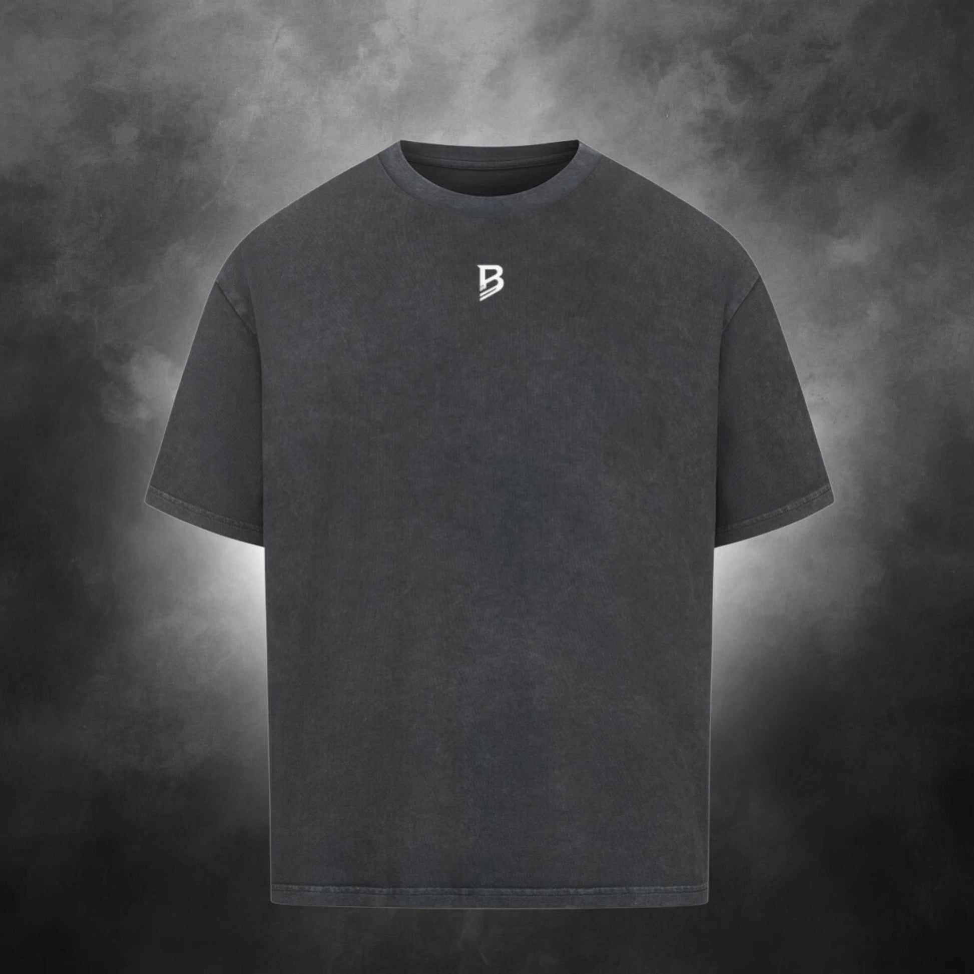 TheBroShop Hustle City Oversize T-Shirt Herren – Verwaschenes Schwarz – Frontansicht