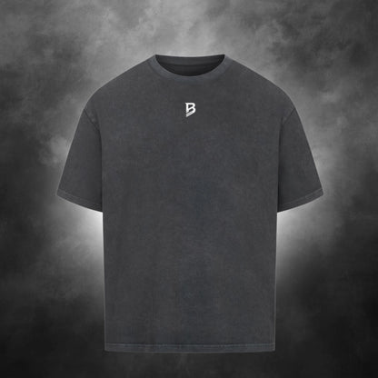 TheBroShop Hustle City Oversize T-Shirt Herren – Verwaschenes Schwarz – Frontansicht