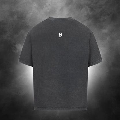 TheBroShop Hive Skull Oversize T-Shirt Herren – Verwaschenes Schwarz – Rückansicht