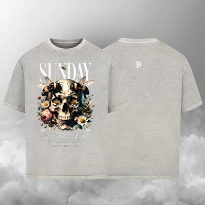 TheBroShop Hive Skull Oversize T-Shirt Herren – Grau – Front- & Rückansicht