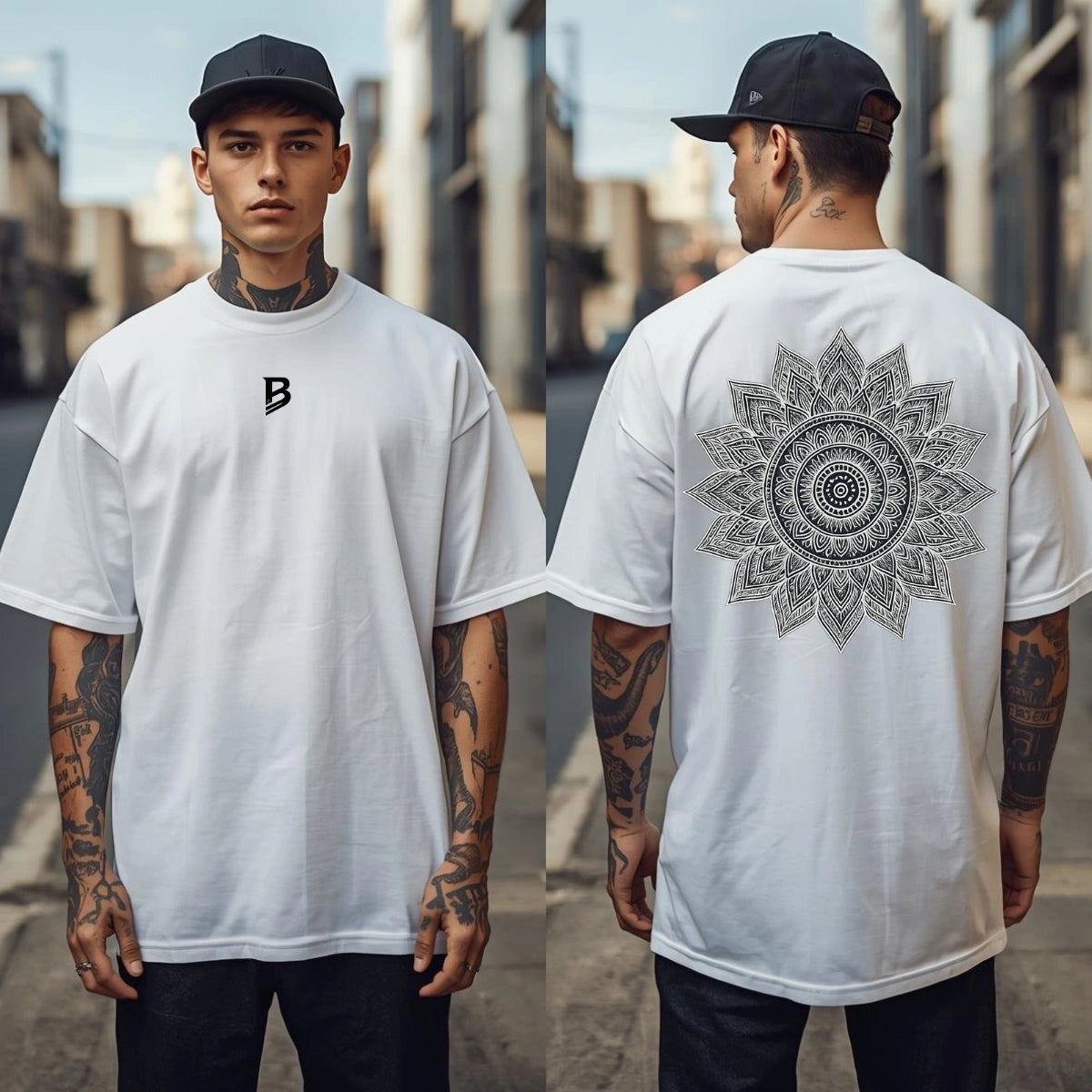 BRS Oversize T-Shirt Herren Weiß – Eclipse Edition Frontansicht