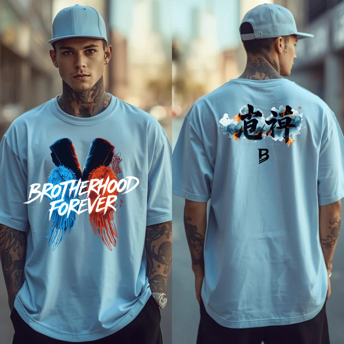 Brotherhood Oversize T-Shirt Herren Schwarz – Signature Edition Frontansicht